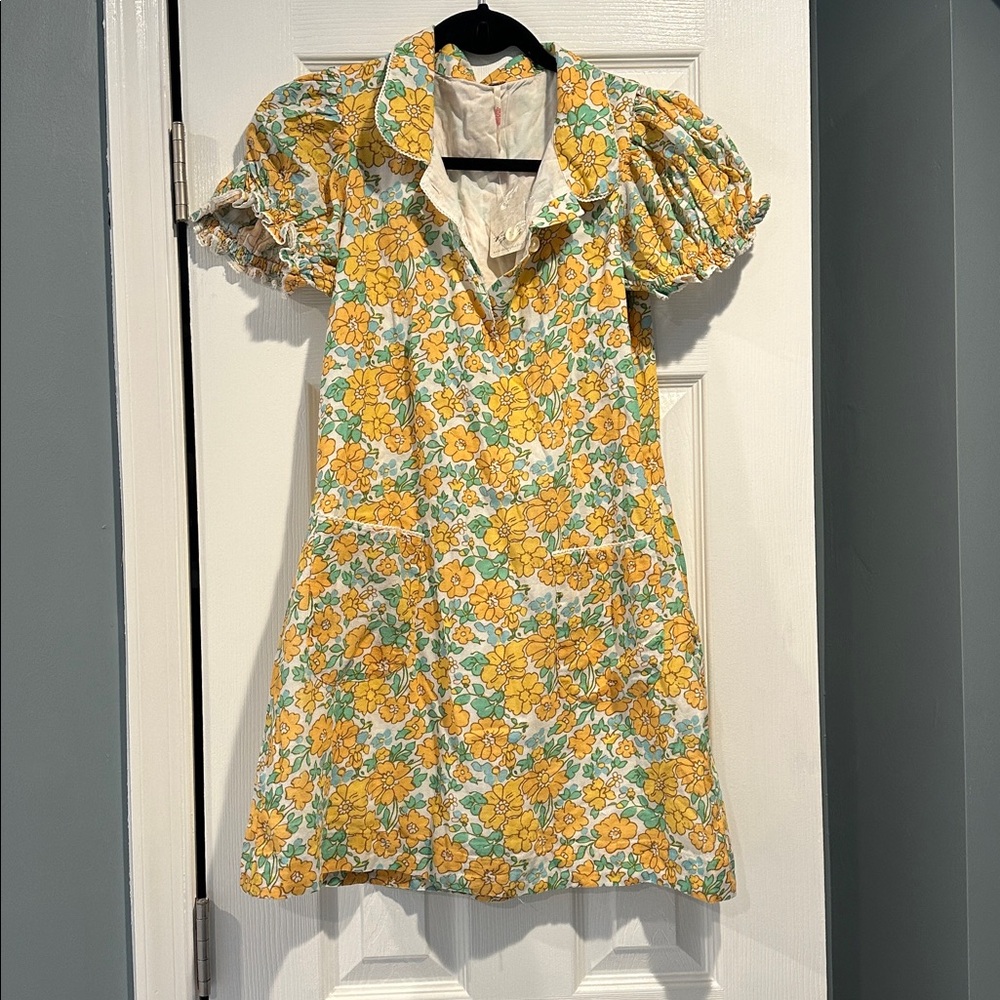 Free People Floral Mini Dress - Yellow and Green